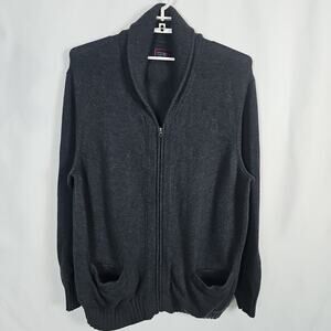 UNTUCKit Women XXXL Full Zip Cardigan Sweater Shawl Neck Charcoal Gray Knit 3XL